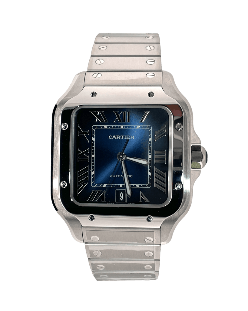 Cartier Santos WSSA0030 Large Blue Dial Unworn - Diamonds East Intl.