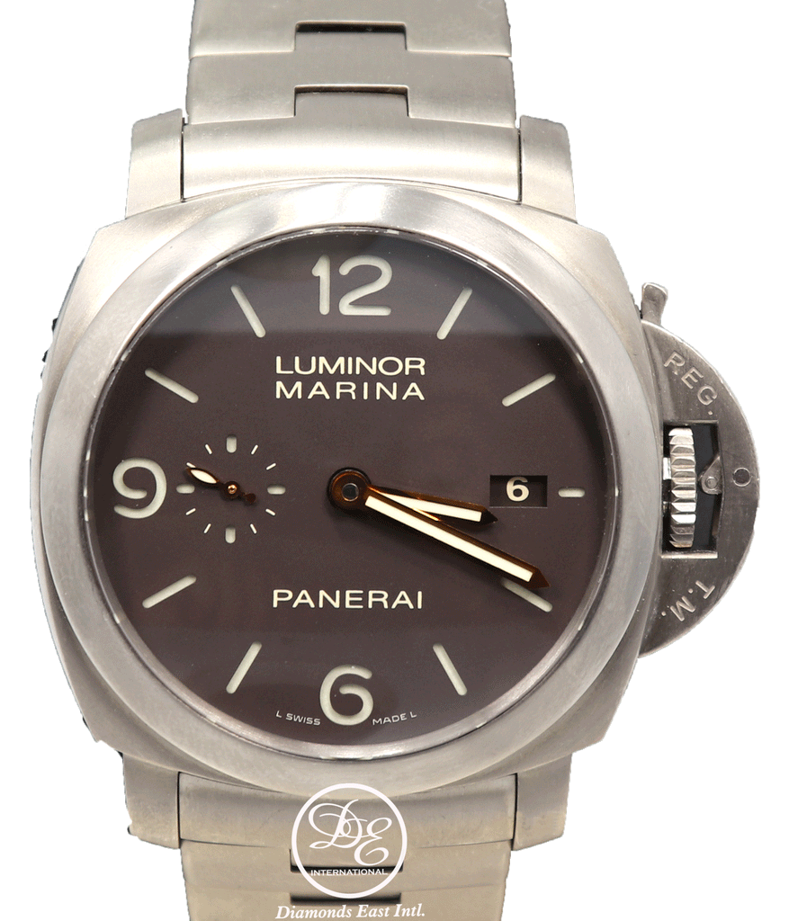 PANERAI Luminor Marina 1950 3 Days PAM352 Titanium Bracelet 44mm Automatic Watch Mint Box Papers - Diamonds East Intl.