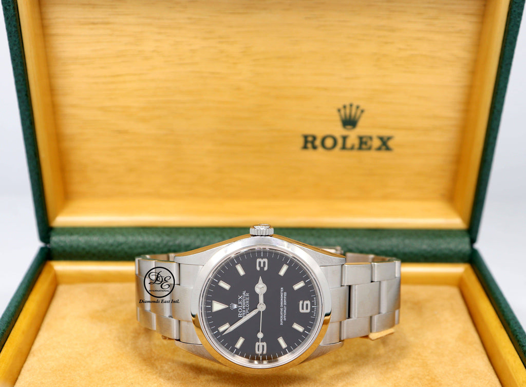 Rolex Explorer I 114270 Stainless Steel Oyster Black Dial Watch BOX/PAPERS - Diamonds East Intl.