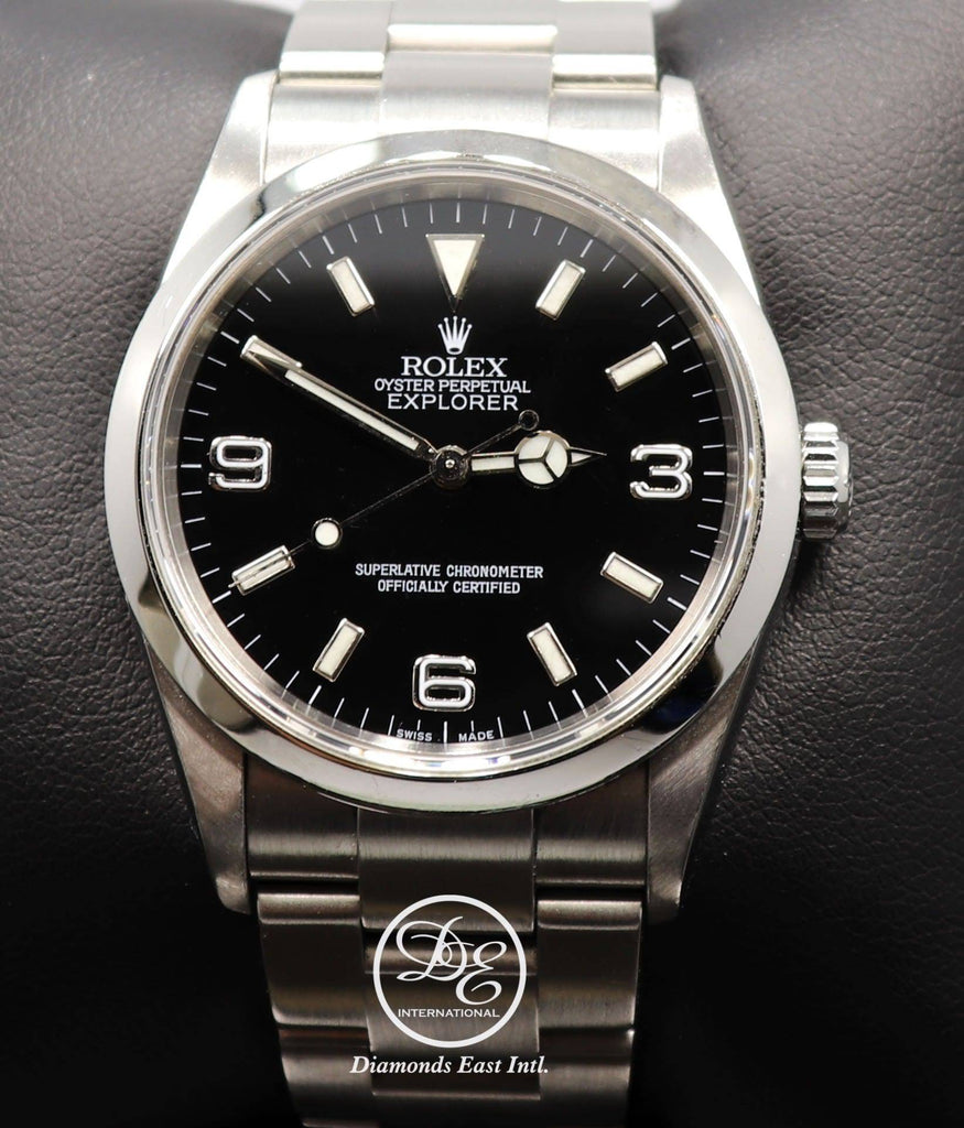 Rolex Explorer I 114270 Stainless Steel Oyster Black Dial Watch BOX/PAPERS - Diamonds East Intl.