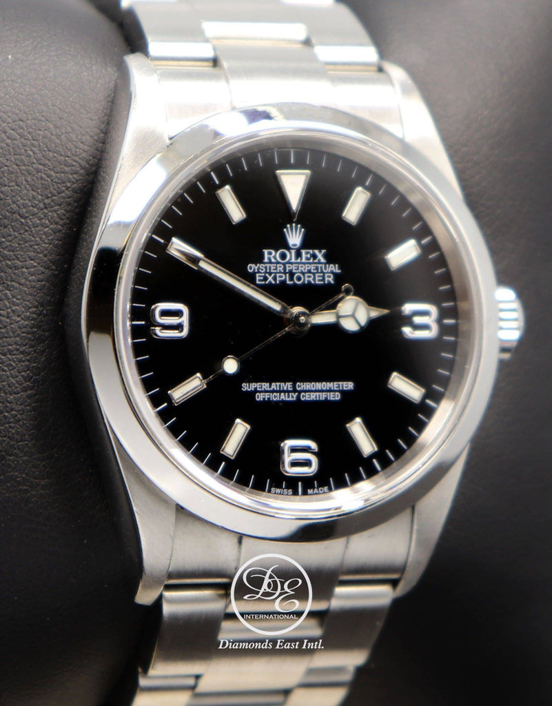 Rolex Explorer I 114270 Stainless Steel Oyster Black Dial Watch BOX/PAPERS - Diamonds East Intl.
