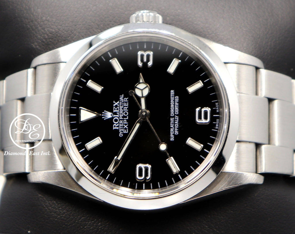 Rolex Explorer I 114270 Stainless Steel Oyster Black Dial Watch BOX/PAPERS - Diamonds East Intl.