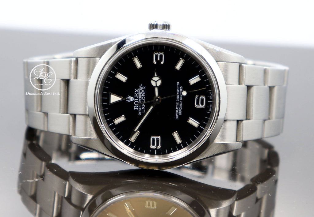 Rolex Explorer I 114270 Stainless Steel Oyster Black Dial Watch BOX/PAPERS - Diamonds East Intl.