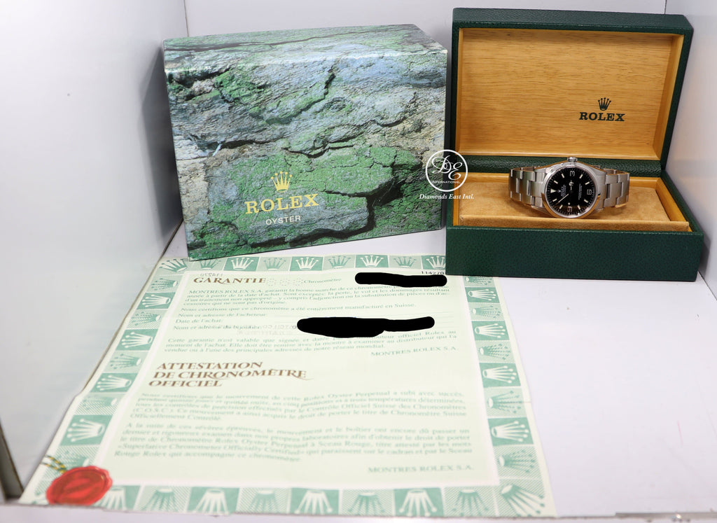 Rolex Explorer I 114270 Stainless Steel Oyster Black Dial Watch BOX/PAPERS - Diamonds East Intl.