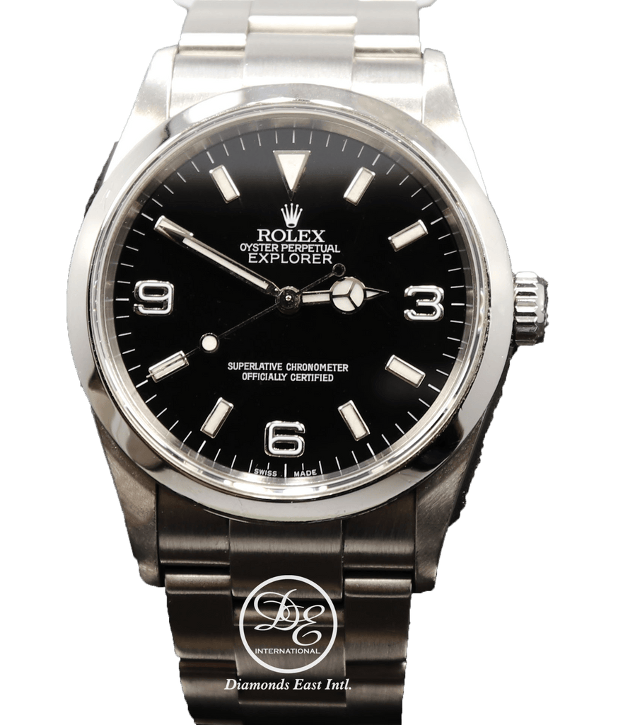 Rolex Explorer I 114270 Stainless Steel Oyster Black Dial Watch BOX/PAPERS - Diamonds East Intl.