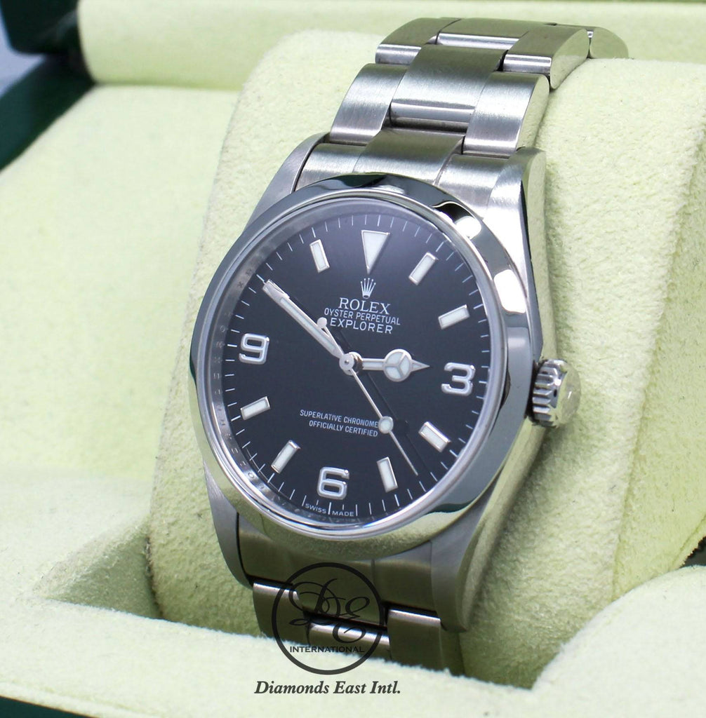 Rolex Explorer I 114270 Stainless Steel Oyster Black Dial Watch BOX/PAPERS - Diamonds East Intl.