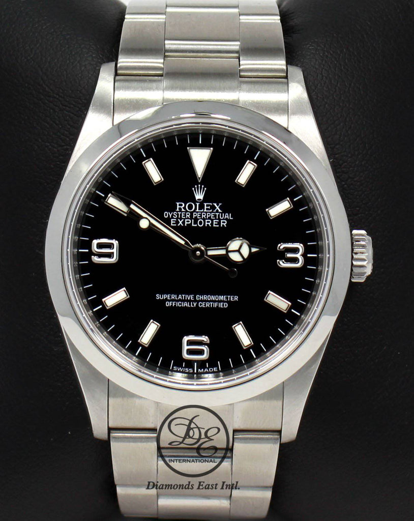 Rolex Explorer I 114270 Stainless Steel Oyster Black Dial Watch BOX/PAPERS - Diamonds East Intl.