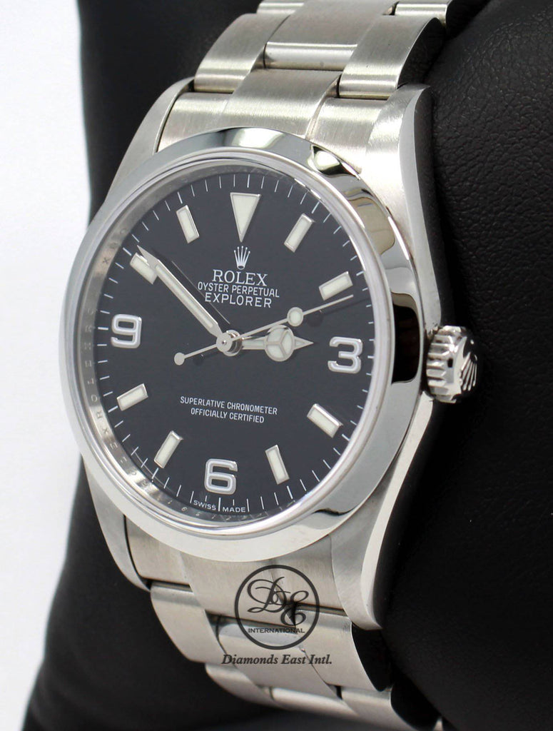 Rolex Explorer I 114270 Stainless Steel Oyster Black Dial Watch BOX/PAPERS - Diamonds East Intl.