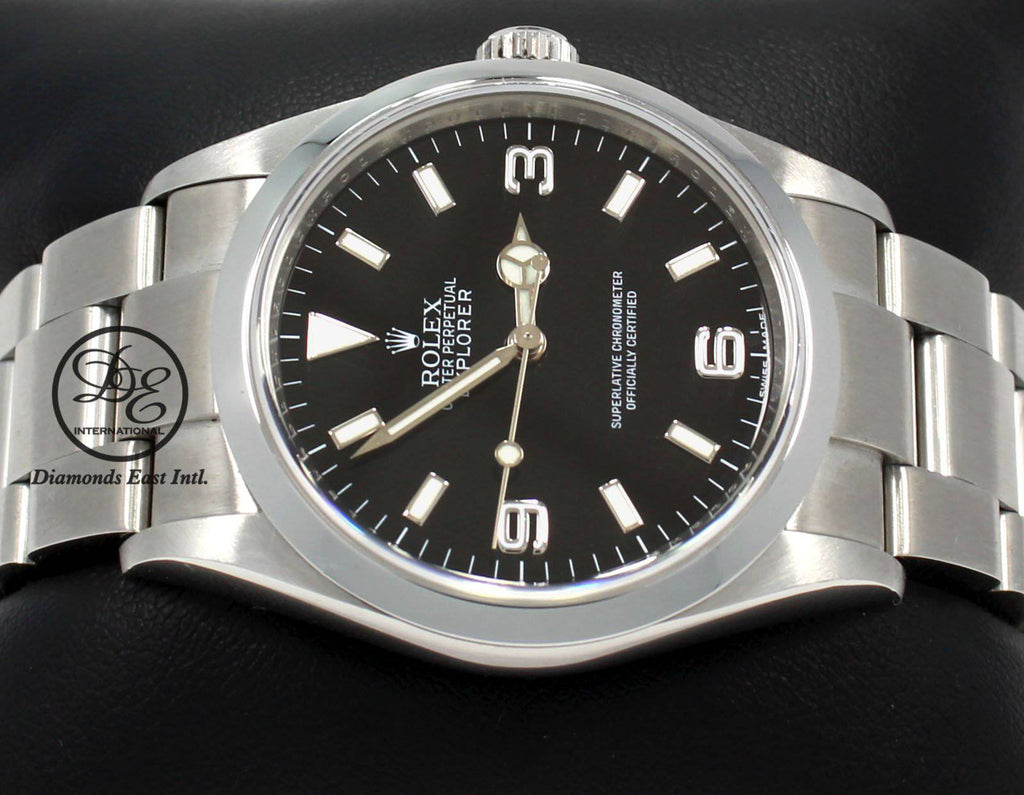 Rolex Explorer I 114270 Stainless Steel Oyster Black Dial Watch BOX/PAPERS - Diamonds East Intl.