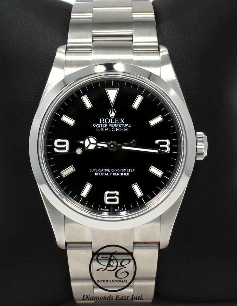 Rolex Explorer I 114270 Stainless Steel Oyster Black Dial Watch PAPERS - Diamonds East Intl.