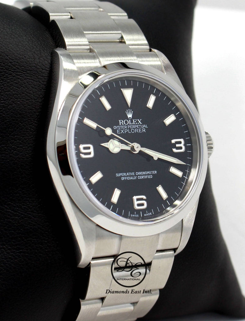 Rolex Explorer I 114270 Stainless Steel Oyster Black Dial Watch PAPERS - Diamonds East Intl.