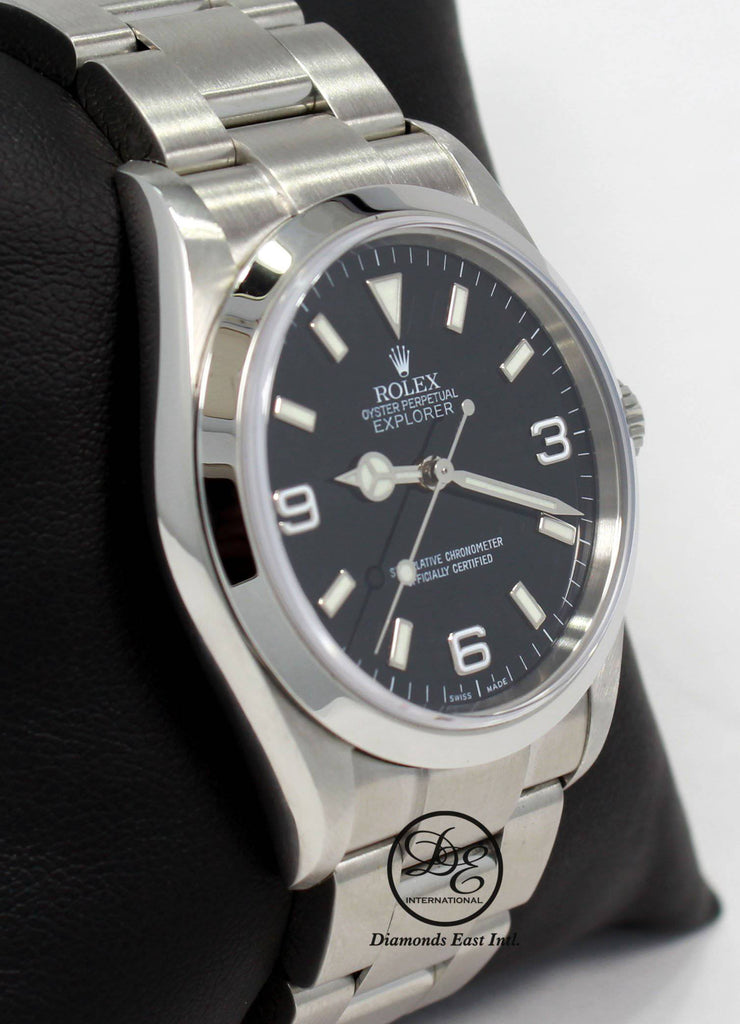 Rolex Explorer I 114270 Stainless Steel Oyster Black Dial Watch PAPERS - Diamonds East Intl.