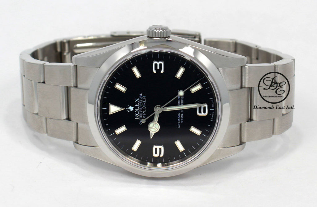 Rolex Explorer I 114270 Stainless Steel Oyster Black Dial Watch PAPERS - Diamonds East Intl.