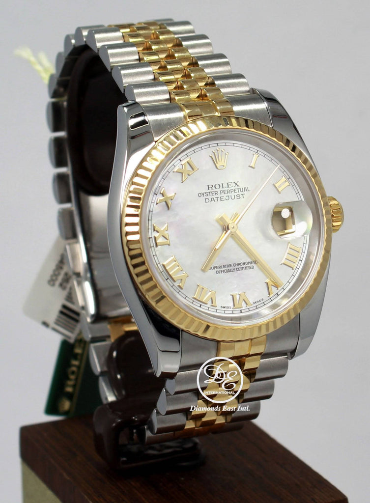 Rolex Datejust 116233 18K Yellow Gold/SS Gold Factory MOP Roman Dial - Diamonds East Intl.