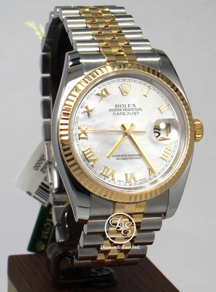Rolex Datejust 116233 18K Yellow Gold/SS Gold Factory MOP Roman Dial - Diamonds East Intl.