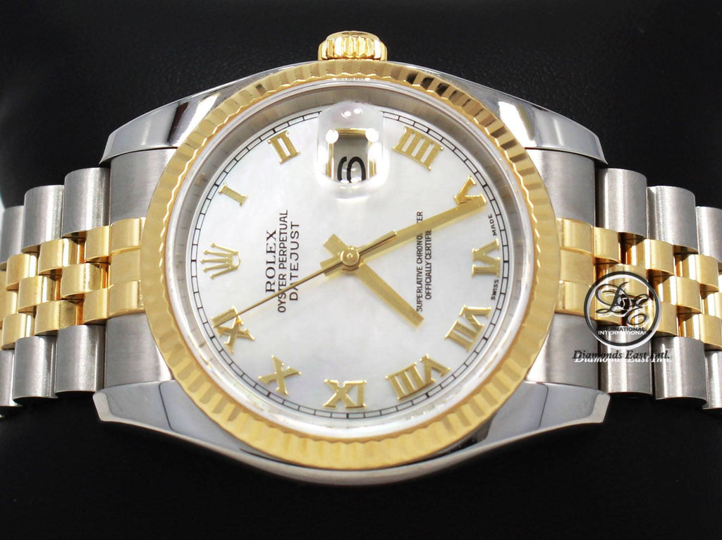 Rolex Datejust 116233 18K Yellow Gold/SS Gold Factory MOP Roman Dial - Diamonds East Intl.
