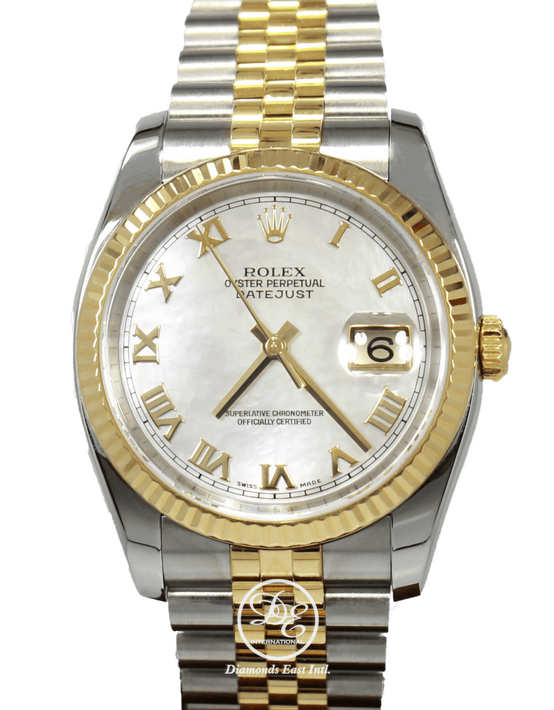 Rolex Datejust 116233 18K Yellow Gold/SS Gold Factory MOP Roman Dial - Diamonds East Intl.