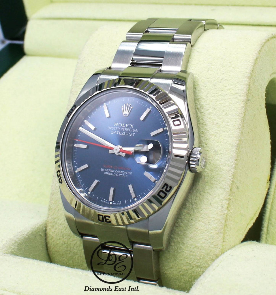 Rolex Datejust 116264 Turn-O-Graph Blue Dial 18K White Gold Bezel - Diamonds East Intl.