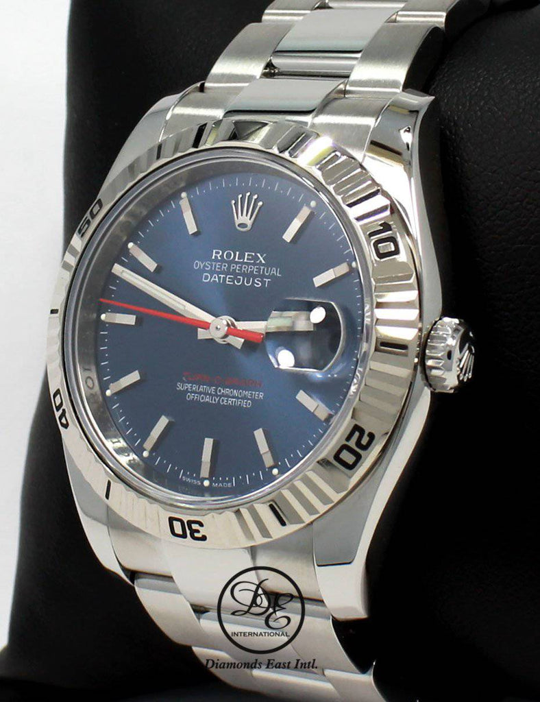 Rolex Datejust 116264 Turn-O-Graph Blue Dial 18K White Gold Bezel - Diamonds East Intl.
