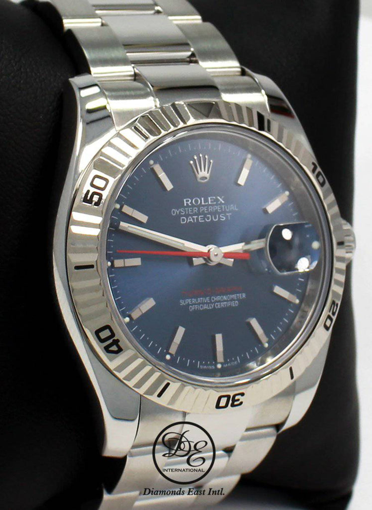 Rolex Datejust 116264 Turn-O-Graph Blue Dial 18K White Gold Bezel - Diamonds East Intl.
