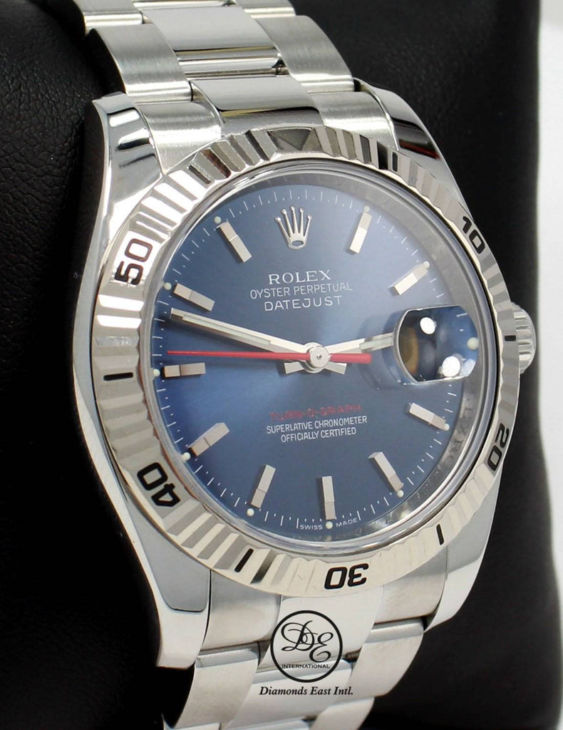 Rolex Datejust 116264 Turn-O-Graph Blue Dial 18K White Gold Bezel - Diamonds East Intl.