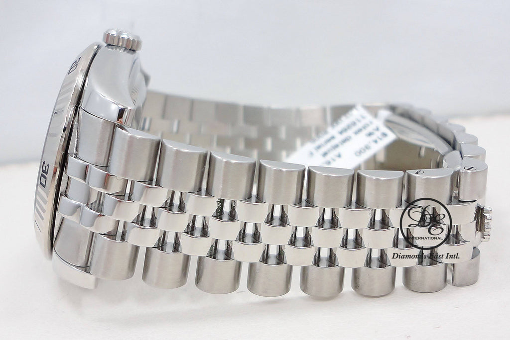Rolex Datejust 116264 Turn-O-Graph Blue Dial Jubilee 18K White Gold Bezel - Diamonds East Intl.