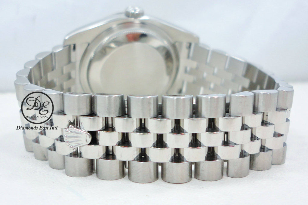 Rolex Datejust 116264 Turn-O-Graph Blue Dial Jubilee 18K White Gold Bezel - Diamonds East Intl.