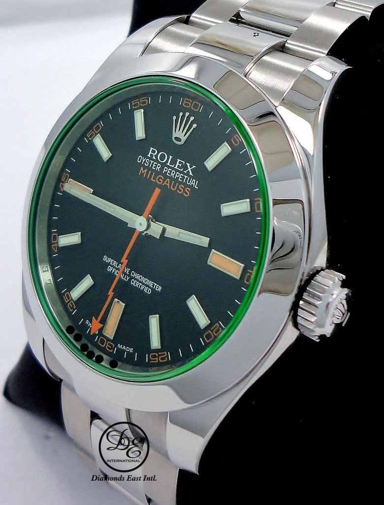 Rolex Oyster Milgauss Green Crystal  116400GV GRNSDO *PAPERS* - Diamonds East Intl.