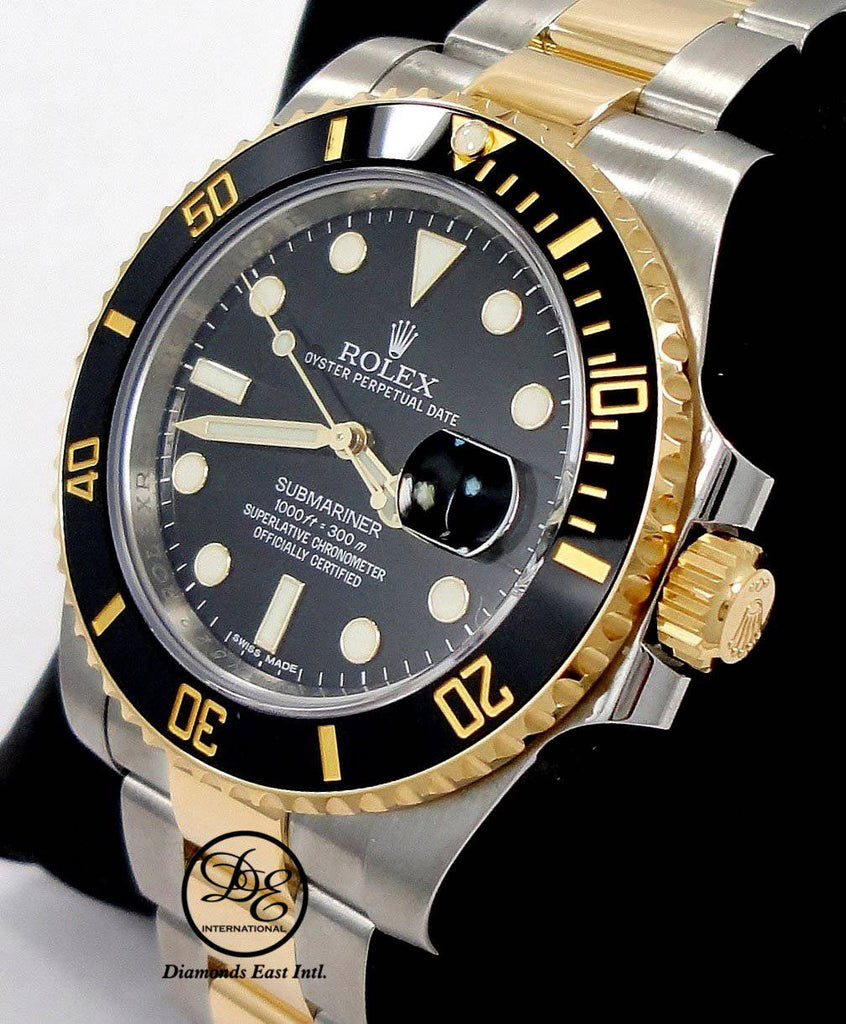 Rolex Submariner Date 116613LN Oyster Perpetual 18k Yellow Gold/ SS Black Ceramic - Diamonds East Intl.