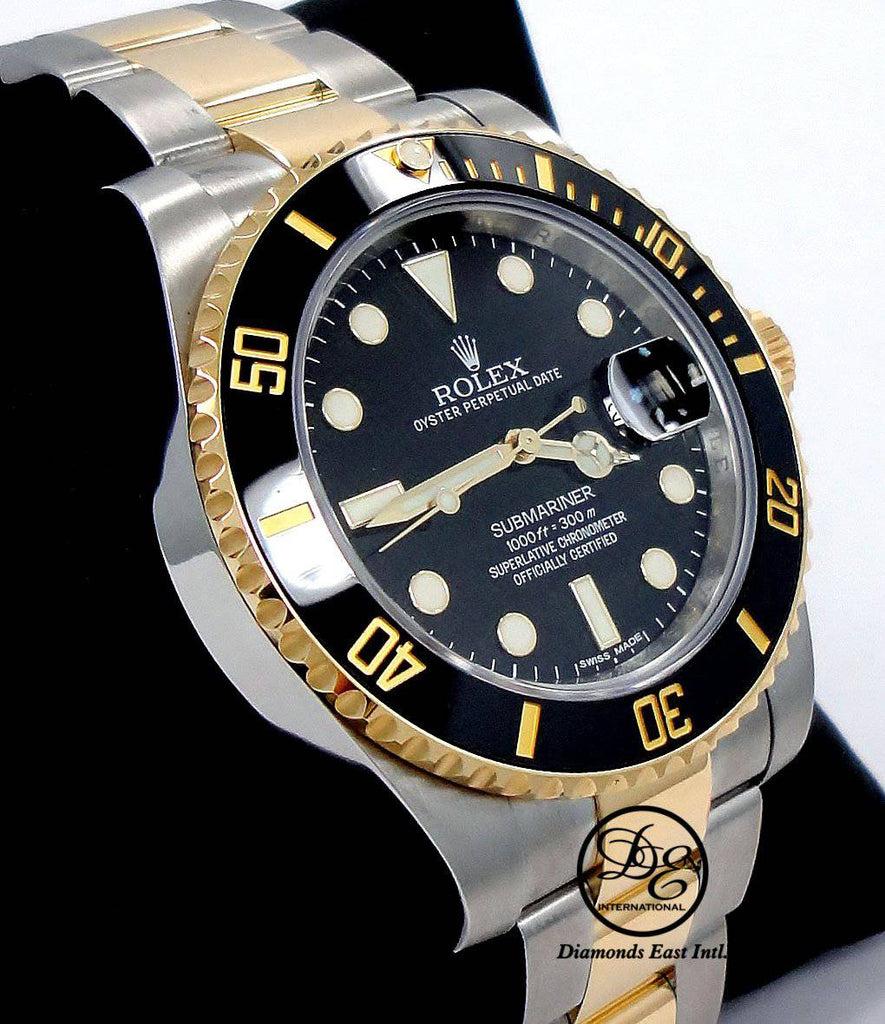 Rolex Submariner Date 116613LN Oyster Perpetual 18k Yellow Gold/ SS Black Ceramic - Diamonds East Intl.