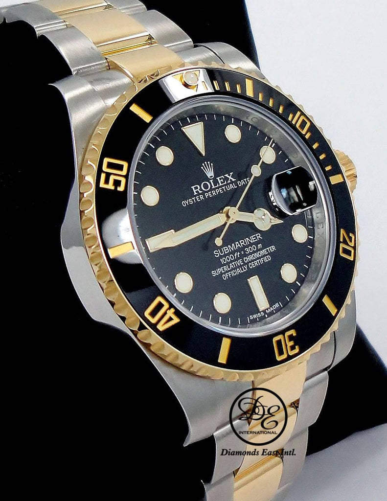 Rolex Submariner Date 116613LN Oyster Perpetual 18k Yellow Gold/ SS Black Ceramic - Diamonds East Intl.