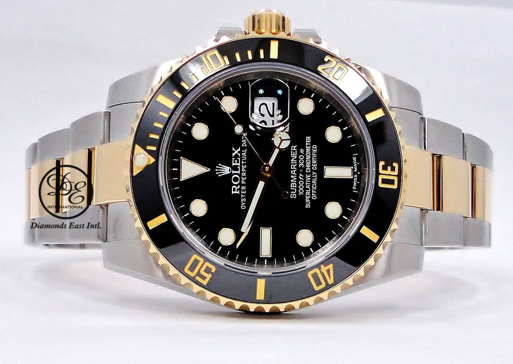 Rolex Submariner Date 116613LN Oyster Perpetual 18k Yellow Gold/ SS Black Ceramic - Diamonds East Intl.