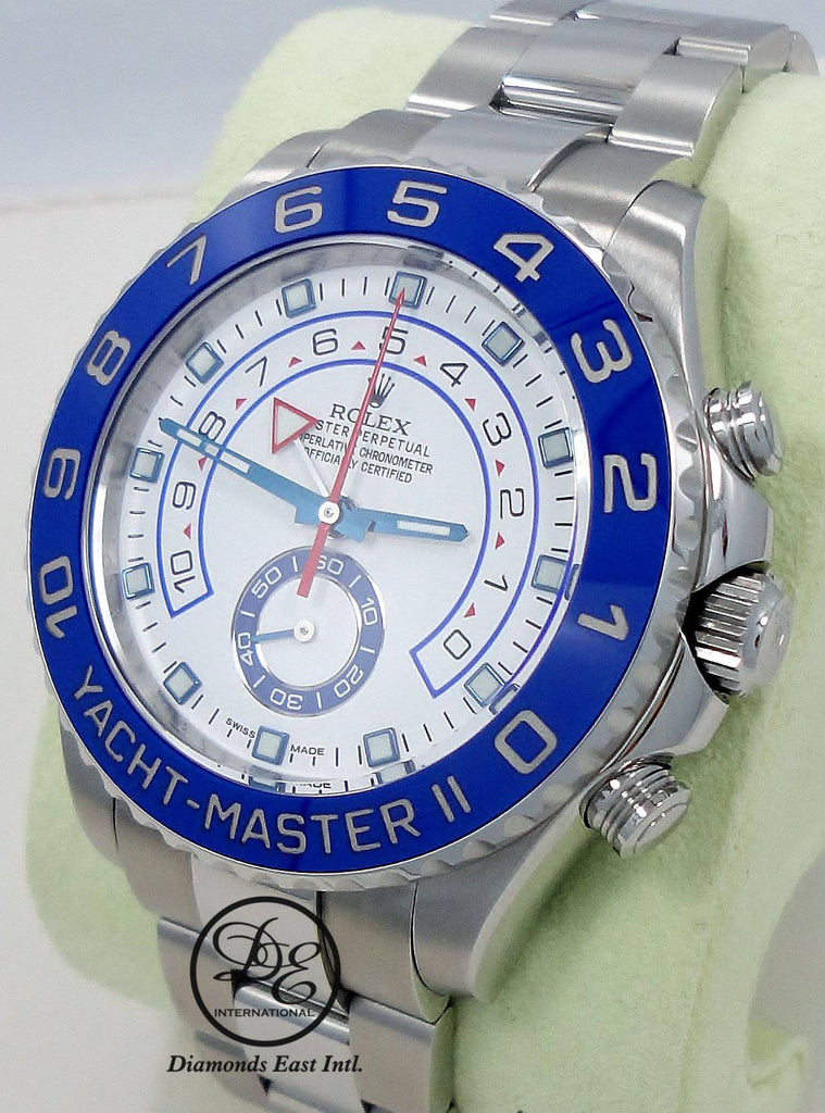 Rolex Yacht-Master II 44mm 116680 Blue Rubber B Band and Oyster Bracelet - Diamonds East Intl.