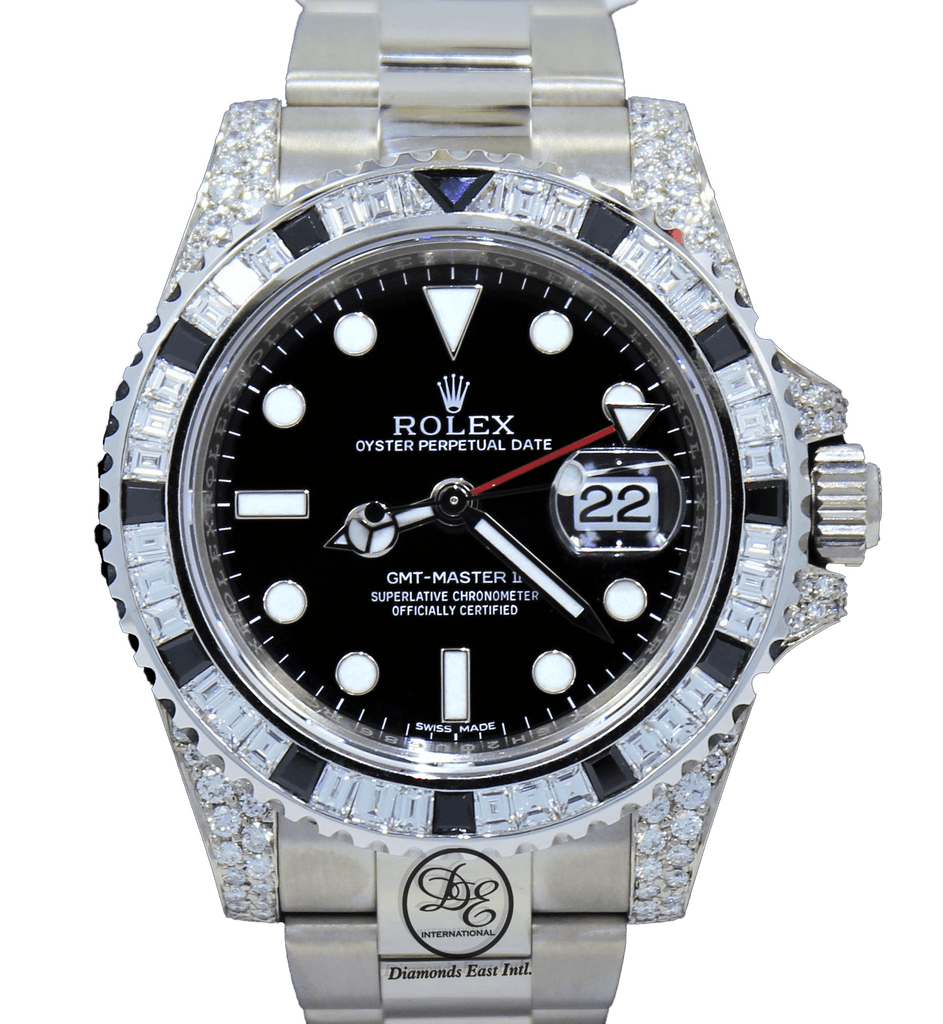 Rolex Oyster Perpetual GMT-Master II 18K White Gold 116719 Diamonds & Sapphires Bezel - Diamonds East Intl.