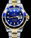 Rolex Submariner 16613 18K Yellow Gold /Steel Oyster Blue Bezel Watch - Diamonds East Intl.
