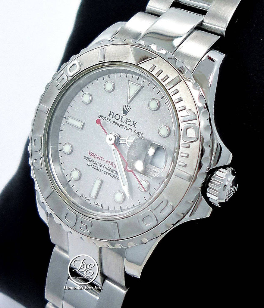 ROLEX LADY'S YACHT-MASTER 169622 PLATINUM BEZEL OYSTER PERPETUAL - Diamonds East Intl.