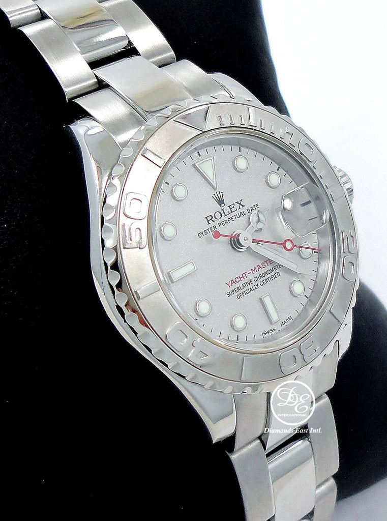 ROLEX LADY'S YACHT-MASTER 169622 PLATINUM BEZEL OYSTER PERPETUAL - Diamonds East Intl.
