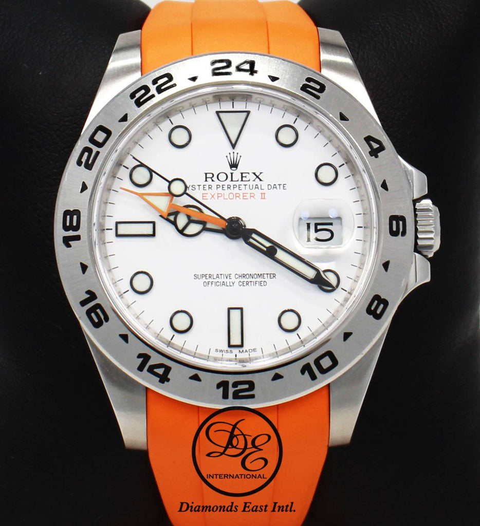 Rolex Oyster Perpetual Explorer II 216570 White Dial Orange Rubber B - Diamonds East Intl.