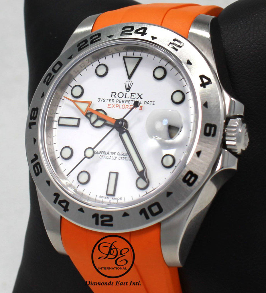 Rolex Oyster Perpetual Explorer II 216570 White Dial Orange Rubber B - Diamonds East Intl.