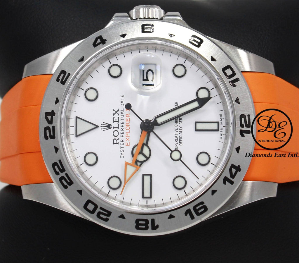 Rolex Oyster Perpetual Explorer II 216570 White Dial Orange Rubber B - Diamonds East Intl.