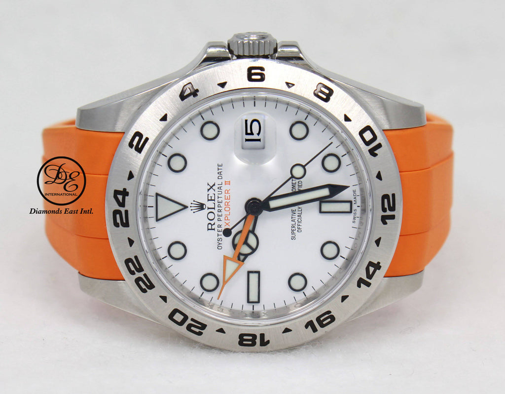 Rolex Oyster Perpetual Explorer II 216570 White Dial Orange Rubber B - Diamonds East Intl.
