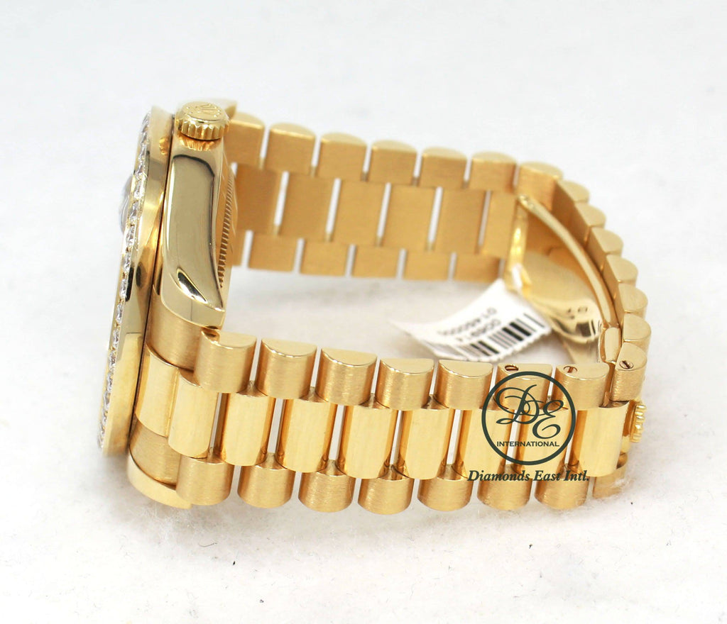 Rolex Day-Date II President 218238 18K Yellow Gold Pave Diamond Dial 3.25ct Bezel - Diamonds East Intl.
