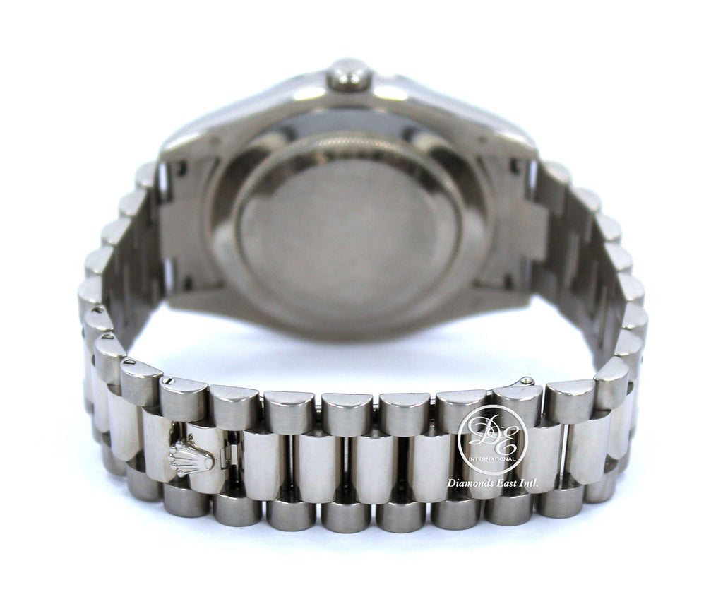 Rolex DAY DATE II President 218239 18k White Gold Rare Blue Wave Dial BOX & PAPERS - Diamonds East Intl.