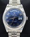 Rolex DAY DATE II President 218239 18k White Gold Rare Blue Wave Dial BOX & PAPERS - Diamonds East Intl.