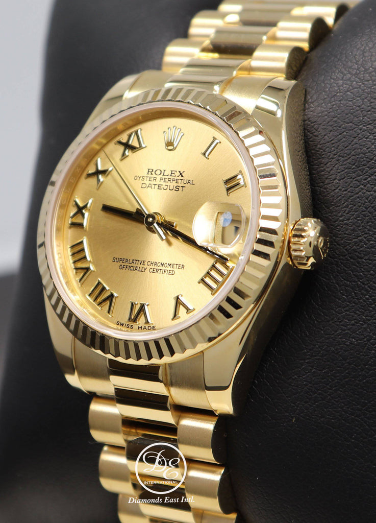 Rolex President 178278 Datejust 31mm 18K Yellow Gold Champagne Dial Box/Papers - Diamonds East Intl.