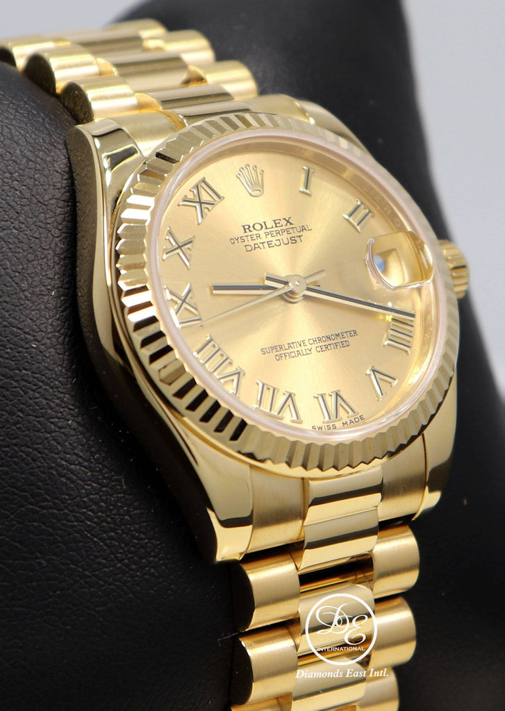 Rolex President 178278 Datejust 31mm 18K Yellow Gold Champagne Dial Box/Papers - Diamonds East Intl.