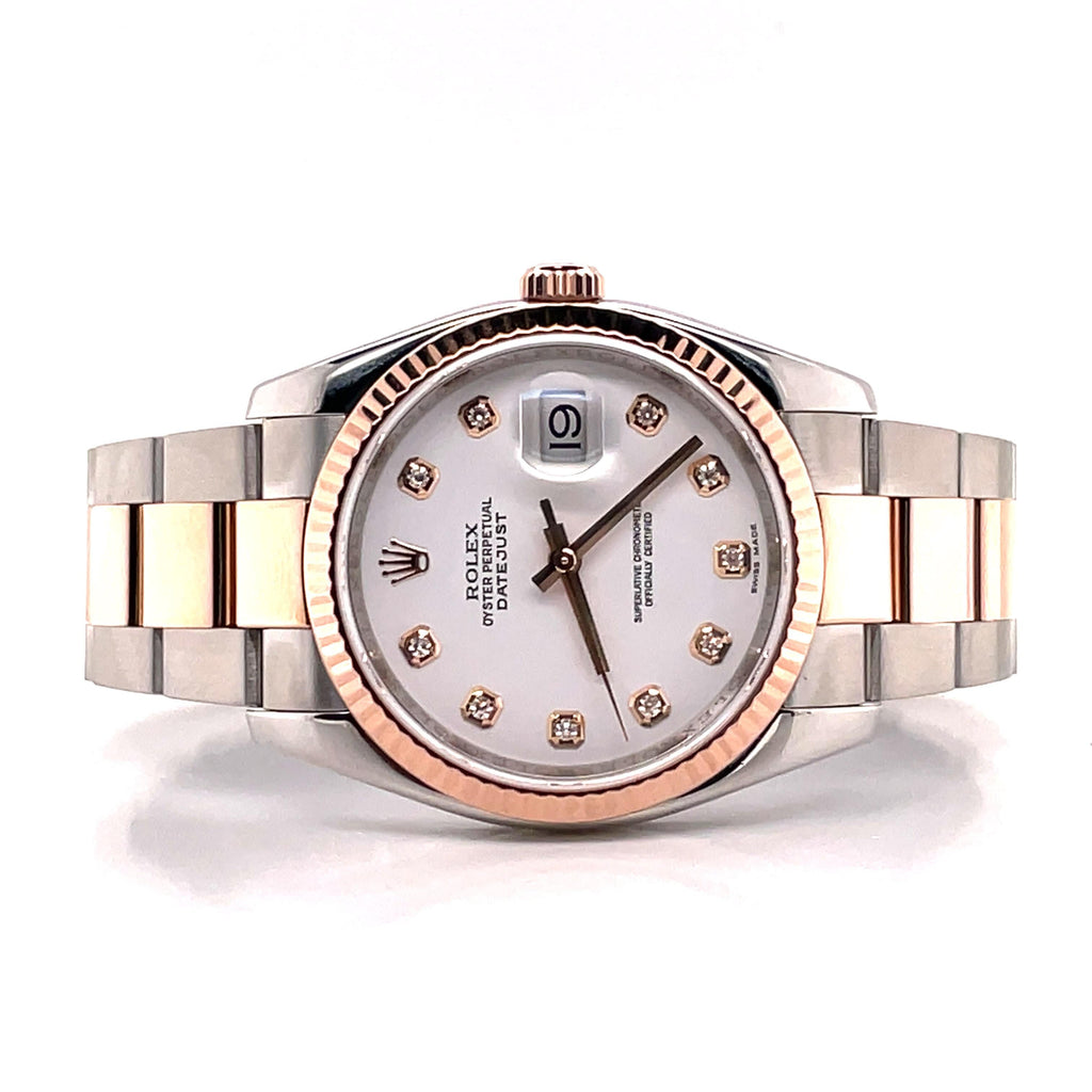 Rolex DateJust 36mm 116231 Factory White Diamond Dial - Diamonds East Intl.