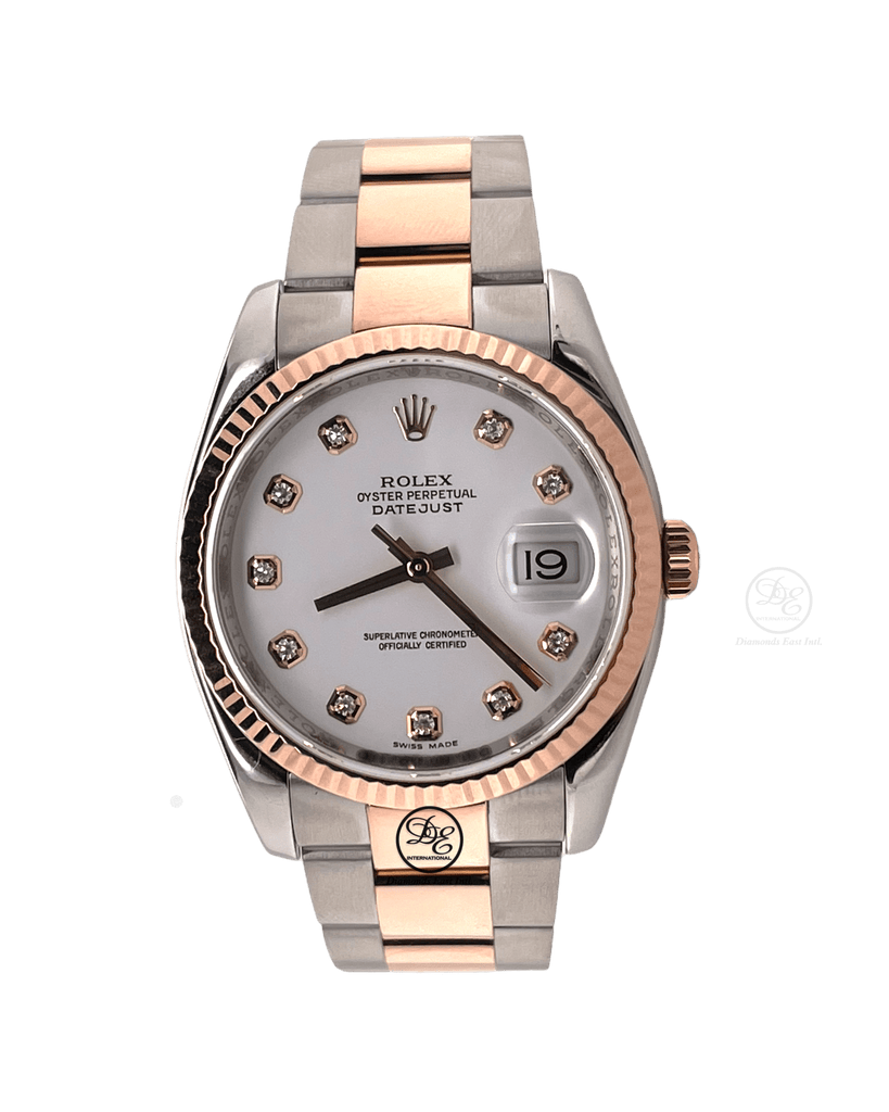 Rolex DateJust 36mm 116231 Factory White Diamond Dial - Diamonds East Intl.