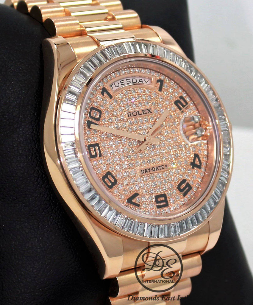Rolex President Day-Date 41mm 218235 18K Rose Gold 6CT Bezel Pave Diamond Dial - Diamonds East Intl.