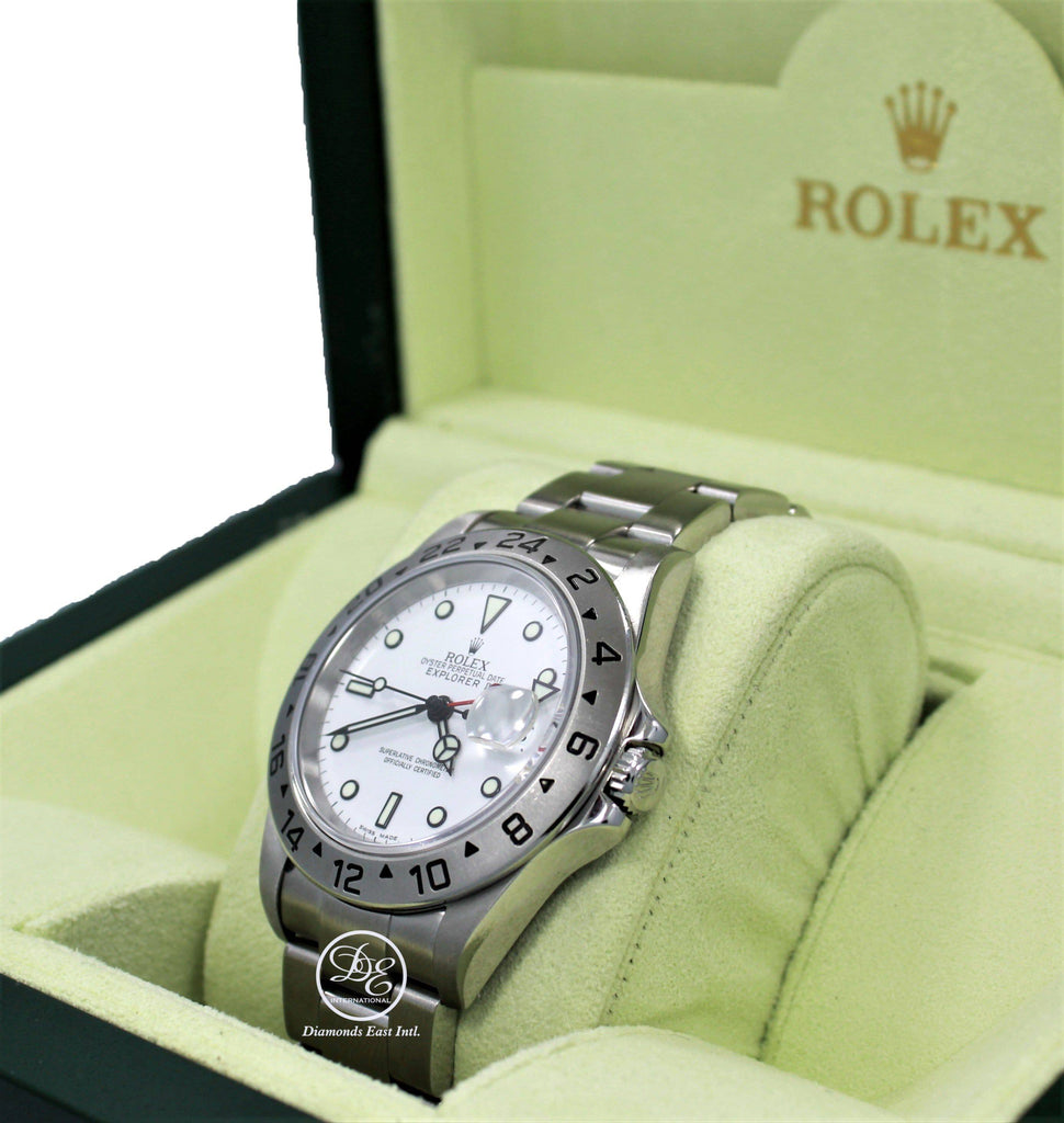 Rolex Explorer II 16570 GMT Oyster Date White Dial BOX/PAPERS - Diamonds East Intl.